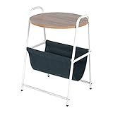 リビングルームベッドルーム（3色）のための現代ラウンド終了表コーヒーサイドテーブル付きメタルフレームとストレージブックホルダー (Color : C)