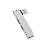 ノートパソコンのU SBポート拡張 U SB 3.0 ポート拡張ハブ 5Gbps 速度のポータブル U SB3.0 ハ ブ アダプタ ドッキング ステーション 多機能プラグイン コンピュータ U ディスク ハ ブ タイプ US B ドッキング ステーション 高速放熱US Bエクステンダー、仕事、旅行、学校、オフィス、家族用 (シルバー)