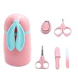 Pretty See　ベビー爪クリッパーセット安全な幼児ネイルカッターセットクリッパー、はさみ、ピンセット、ネイルファイル付きのかわいい幼児ネイルケアセット、5セット (ピンク)