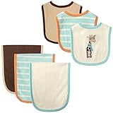 Hudson Baby 6 Piece Bib and Burp Cloth Set, Giraffe by Hudson Baby