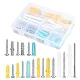 サムコス ボードアンカー 10種サイズ 200本セット 乾式壁アンカー 中空壁アンカー タッピングねじ プラスチック膨張チューブ アンカーボルト 石膏ボード用ビス 回転防止 固定具 ネジ付き 収納ケース付き