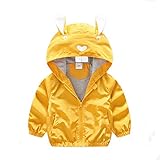 FYX 子供服 キッズ 長袖 カーディガン 上着 通学 ウサギ帽子 カートゥーン (100, イエロー)