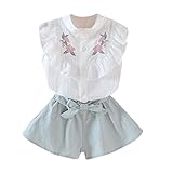 Kukiwaガールズ服　ガールズプリンセス服　刺繍花　２点セット　プレゼント　イベント 写真　出かけ 　 (130CM, 緑)