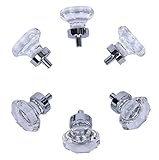 Signstek 6 Pack 1.25 Inch Cabinet Hardware Clear Glass Knob with Stain Nickel Base [並行輸入品]