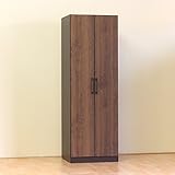 【日本製】2色対応 60cm幅ワードローブ 服吊り 完成品（ナチュラル/ブラウン） (ブラウン)