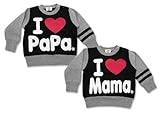 【I lovePaPa&Mama】アイラブパパ&ママ起毛ビッグプリントトレーナー80cm/90cm/95cm/100cmグレー&ブラック 90cm ママ