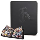 トレーディングカードバインダー 9ポケット カードのお気に入りアルバム フットボールカード 野球カード MTGカードゲーム Dutch Blitzkriegカードゲーム用 (ブラック)