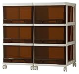 日本製 連結もできる タテヨコ自在収納ボックス キャスター付き 2個組 ブラウン 3810053