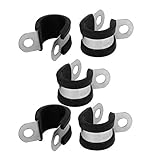 uxcell EPDMラバーライニングPクリップ ゴム 304ステンレス鋼 Pクリップ 燃料ホースガソリンパイプ用 18mm 5個入り