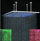 20 " Luxury水電源Square 3色LED温度Sensitive降雨シャワーヘッド、ニッケルブラシ仕上げFINSIH ys-1739