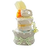 すまいる おむつケーキ ＜ わかくさ ＞ 2段 出産祝い ( オムツ パンパース M ) オーガニックコットン タオル ( わんこ )