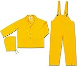 MCR Safety 2003X3 Classic PVC/Polyester 3-Piece Rainsuit with Attached Hood, Yellow, 3X-Large [並行輸入品