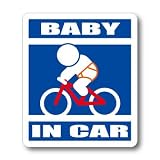 わーるどくらふと BABY IN CAR マウンテンバイク MTB バージョン ステッカー （あお）