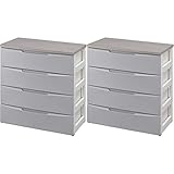 アイリスオーヤマ デザインウッドトップチェスト 4段 DW-724 グレー 2個セット 幅73㎝