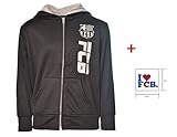 FCバルセロナZip UpジャケットパーカーブラックフリースユースBoys Licensed &ステッカー
