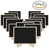 Easepres 15 pack Mini Chalkboards Signs with Easel Stand, Wood Rectangle Small Chalkboard Labels for
