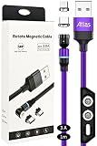 (株)アトラス 3A マグネット充電ケーブル 1本 1m 赤 QC3.0 急速充電 データ転送 LEDライト USB ケーブル/マグネット端子: microUSB TypeC/端子ケース/パッケージ付き