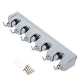 モップとほうきホルダーガーデンツールオーガナイザー – 壁マウントガレージ組織システムwith 5ボールスロットとフック6 , 15.75 X 2.75 X 2.3インチ