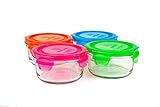 Wean Green Lunch Bowl 13oz/400ml Food Glass Containers - Multi Color Garden (Set of 4) by Wean Green