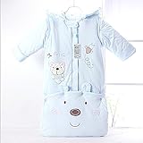 新生児ロンパース ベビー スリーパー 秋冬 0-3歳　カバーオール 寝袋 長袖取り外す 秋冬防寒グッズ 多機能 (ブルー)