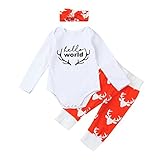 杜屋トヤ　新生児服　ルームウェア　上下セット　英字　鹿　長袖ロンパース　カバーオール　Ｔシャツ　パンツ　ヘッドスカーフ　かわいい　洋式　秋　冬　カジュアル　遊び　お出かけ　プレゼント　女の子　男の子　
