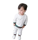ベビー スウェット セットアップ 男女児兼用 長袖 Tシャツ ＋ ロングパンツ お出かけ用 部屋着 ルームウェア WHT 100