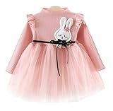 Godlovefullワンピース 子供 ベビー服 女の子 お姫様 ドレス ニットセーター 赤ちゃん 可愛い チュール切り替え 花刺繍 おしゃれ ふわふわ キッズドレス ガールズ 女児 出産祝い 入園式