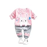 Pojour 春 0-2歳 2-7歳女の子可愛い上下セット 綿 キッズ 通気 ピンク(70cm)