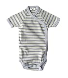 アンダーザナイル　オーガニックコットン ベビー半袖あわせボディ Stripe BlueStripe 3-6M