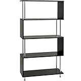 タンスのゲン ジグザグラック 4段 幅80cm オープンラック ブラック 39100015 BK