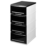 《2個セット》 木天板 収納チェスト リビングチェストW350-4 4段 幅36×奥行45×高さ75.5cm (BK) ブラック