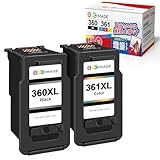 GPC Image BC-360XL BC-361XL 互換インクカートリッジ 2個セット キャノン(Canon) 用 360 361 純正大容量より35％アップ BC-360(ブラック) + BC-361(3色カラー)セット キャノン 用 360 361 リサイクルインク 対応機種：PIXUS TS5430 TS5330 プリンター 対応 残量表示機能 個包装 説明書付