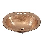 Sinkology BOD-0903NU Kelvin Drop-in Handcrafted Bath Sink with 4" Faucet Holes, 20", Naked Copper Un