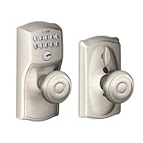 Schlage fe595 V Cam 619 GEO Camelotキーパッドエントリwith flex-lock and Georgianスタイルノブ、サテンニッケル