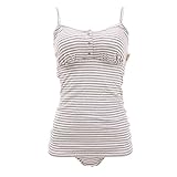 (犬印)INUJIRUSHI 産後ママのための ボーダー 授乳キャミセット(GY-グレー、M)