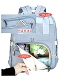 森の日和ママバッグ レディースバッグ　おしゃれなナイロン大容量軽量マザーズリュック保温ポケット付き出産祝い (ライトブルー)