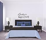 Lucky in Love Quote With Horseshoes – ビニール壁アートデカールホーム、オフィス、子供の部屋の、Nurseries、学校、高学校、大学、大学、内部設計者、建築家、R