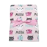 Baby Gear Plush Velboa Ultra Soft Baby Girls Blanket 30 x 40, Meow Cats by Baby Gear