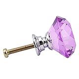 AMAA 取って 引き出し ハンドル 取手 つまみ 透明 キラキラクリア キャビネット キッチンキャビネット ダイヤモンド形 金具 ノブ インテリア ネジ付き 10個セット (紫)