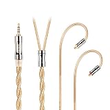 JIALAI JLDT3 単結晶銅 リケーブル 2.5mm MMCX 2芯OCC イヤホンアップグレードケーブル 交換 着脱式 ヘッドフォンケーブル マイクなし HiFi耳掛型 1.2m 音質改善 JIALAI (2.5mm MMCX, ゴールド)