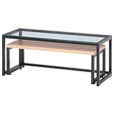 不二貿易 ガラスネストテーブル リード ライトブラウン 96075