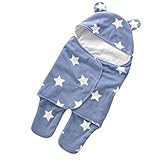 ange select 春夏 ベビー おくるみ 星 柄 クマさん 新生児 出産祝 スリーパー (ブルーS)