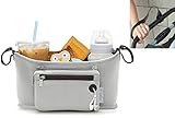 P-helix ベビーカー 小物入れ ホルダー 多機能 収納 安全リストバンド付き （グレー）