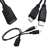 2個入り USB-C メス to Type-Cオス & Micro USB 2分岐 二股ケーブル30CM,Type-C データ転送+急速充電 Micro 5Pin USB急速充電