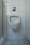 ラミネート24 x 36ポスター: WC小便器Man ToiletトイレLooセラミックスラブ壁タイリングパブリックトイレパブリックsanitaryblock Manタイルホワイト