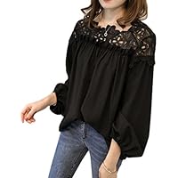 (ヌノネット) nunonette 花柄 シフォン透かし彫り レース 切り替え ブラウス シャツ バルーン袖 レディース S～XL サイズ