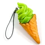 【見るたび、お腹が鳴る】ソフトクリーム(抹茶) 食品サンプル ストラップ かわいい おもしろ お土産 プレゼント 140OS｜ココナッツ・アクセサリー