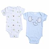 (フィーショー)FEESHOW 夏 ベビー服 半袖ロンパース 2枚セット 女の子 男の子 カバーオール 綿生地 ボディースーツ 柔らか ブルー＆ホワイト 0/3M