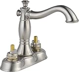 Delta 2597LF-SSMPU-LHP Cassidy Two Cross Handle Centerset Bathroom Faucet with Metal Pop-Up Drain, S