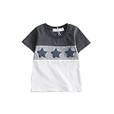 Hzjundasi 親子お揃い服 親子服 ペア服 お揃い Tシャツ 半袖 星 夏季 ペアルック 子供服 ママ パパ シンプル